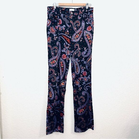 Danielle Bernstein x We Wore What Flare Satin Paisley Pants High Rise Size 32 - Picture 2 of 15